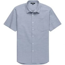 Stoic Solid Texture Short Sleeve Button Down Shirt Men's -Stoic Online Store BLU 4