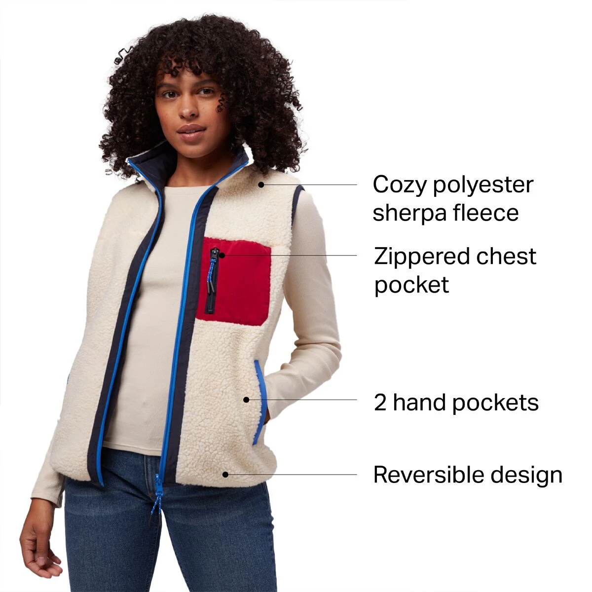 Stoic Reversible Mixed Media Sherpa Vest Women's 2 Stoic Reversible Mixed Media Sherpa Vest Women's - Image 2