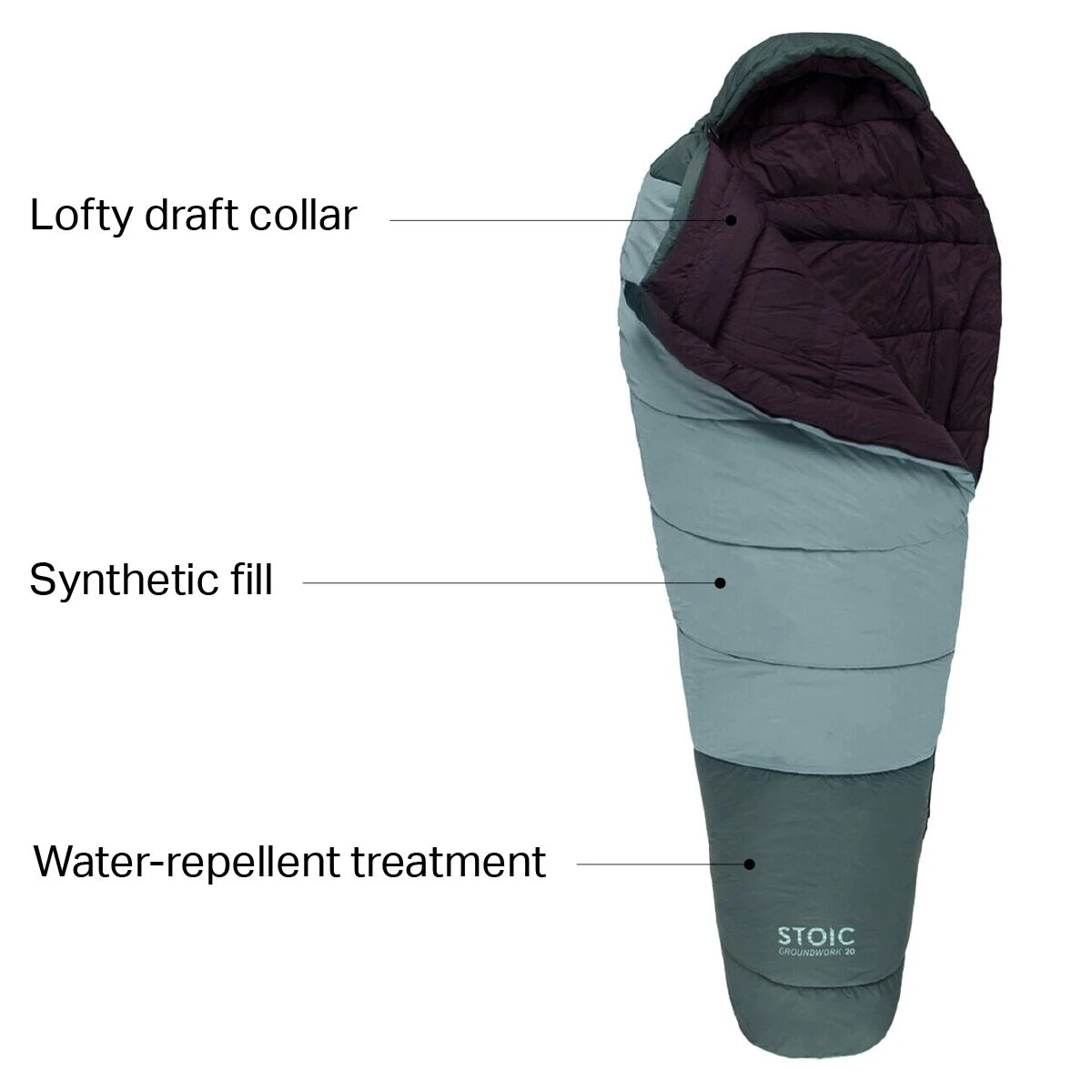 Stoic Groundwork Sleeping Bag: 20 Degree Synthetic 2 Stoic Groundwork Sleeping Bag: 20 Degree Synthetic - Image 2