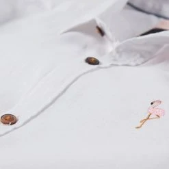 Stoic Crosshatch Linen Short Sleeve Button Down Shirt Men's -Stoic Online Store WHI D1