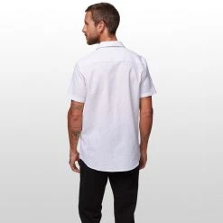 Stoic Crosshatch Linen Short Sleeve Button Down Shirt Men's -Stoic Online Store WHI D3