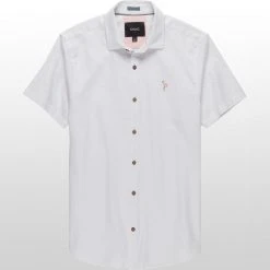 Stoic Crosshatch Linen Short Sleeve Button Down Shirt Men's -Stoic Online Store WHI D4